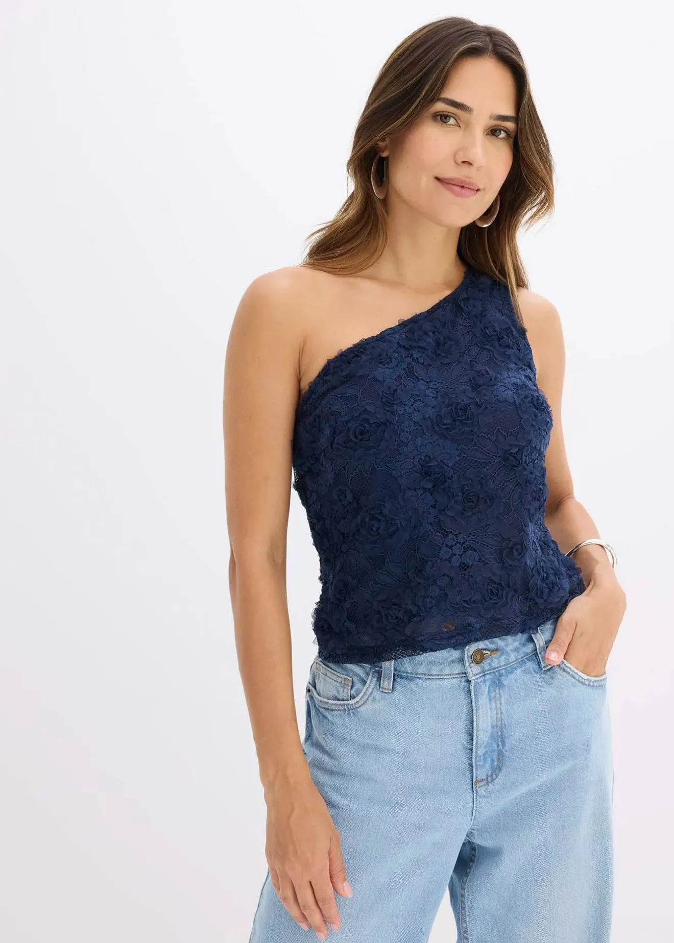 bonprix Top brodé une épaule|Femme T-Shirts & Tops
