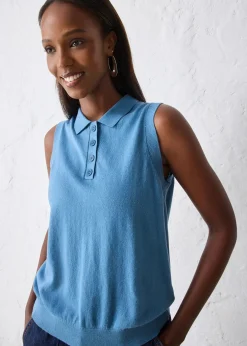 bonprix Top en fine maille avec soie et col polo|Femme Maille|Premium