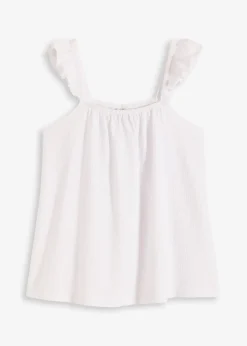 bonprix Top en jersey crêpe à bretelles volantées|Femme T-Shirts & Tops