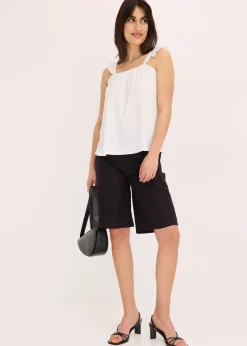 bonprix Top en jersey crêpe à bretelles volantées|Femme T-Shirts & Tops