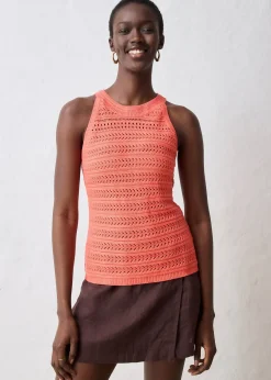 bonprix Top en maille ajourée avec lin|Femme Maille|Premium