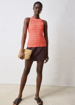 bonprix Top en maille ajourée avec lin|Femme Maille|Premium