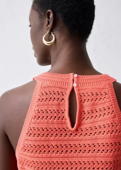 bonprix Top en maille ajourée avec lin|Femme Maille|Premium