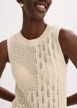 Femme bonprix Maille|T-Shirts & Tops|Top en maille ajourée avec fibres métallisées