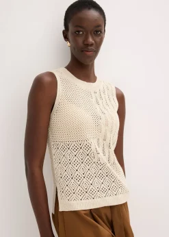 Femme bonprix Maille|T-Shirts & Tops|Top en maille ajourée avec fibres métallisées