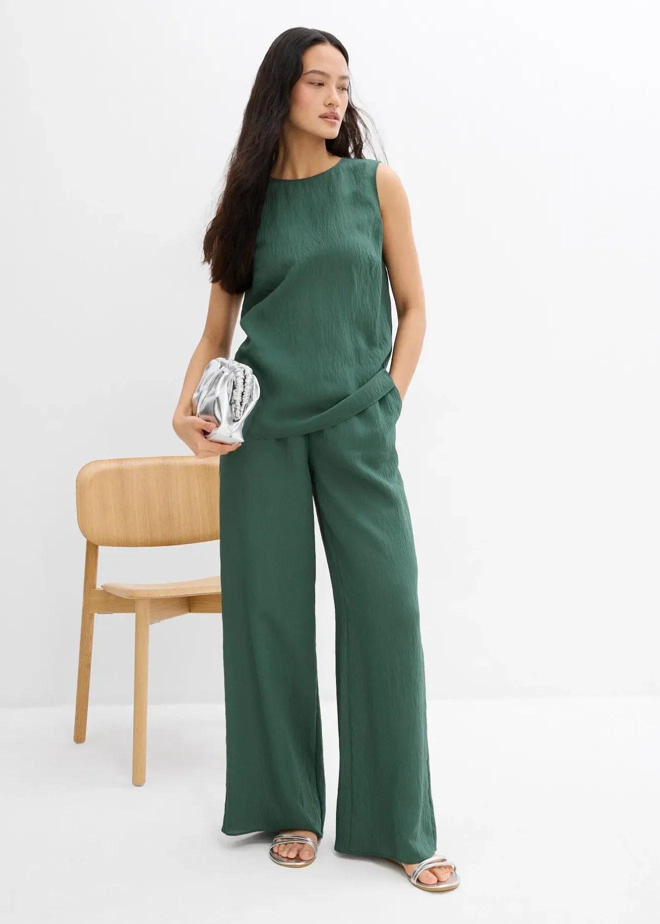 Femme bonprix Deux Pièces & Ensembles|Chemisiers|Top en viscose mélangée, effet froissé