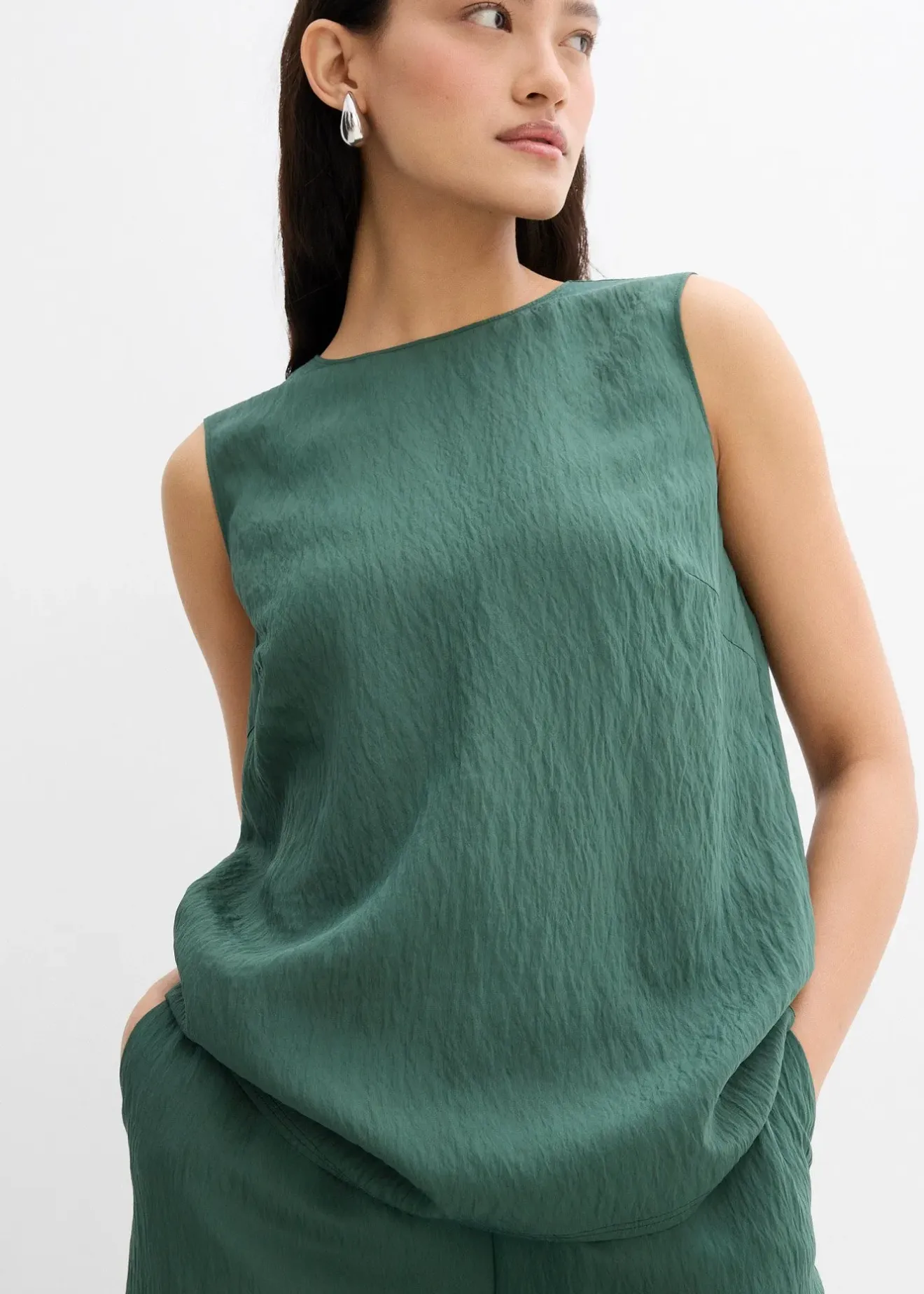 Femme bonprix Deux Pièces & Ensembles|Chemisiers|Top en viscose mélangée, effet froissé