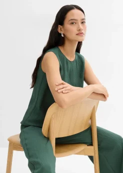 Femme bonprix Deux Pièces & Ensembles|Chemisiers|Top en viscose mélangée, effet froissé