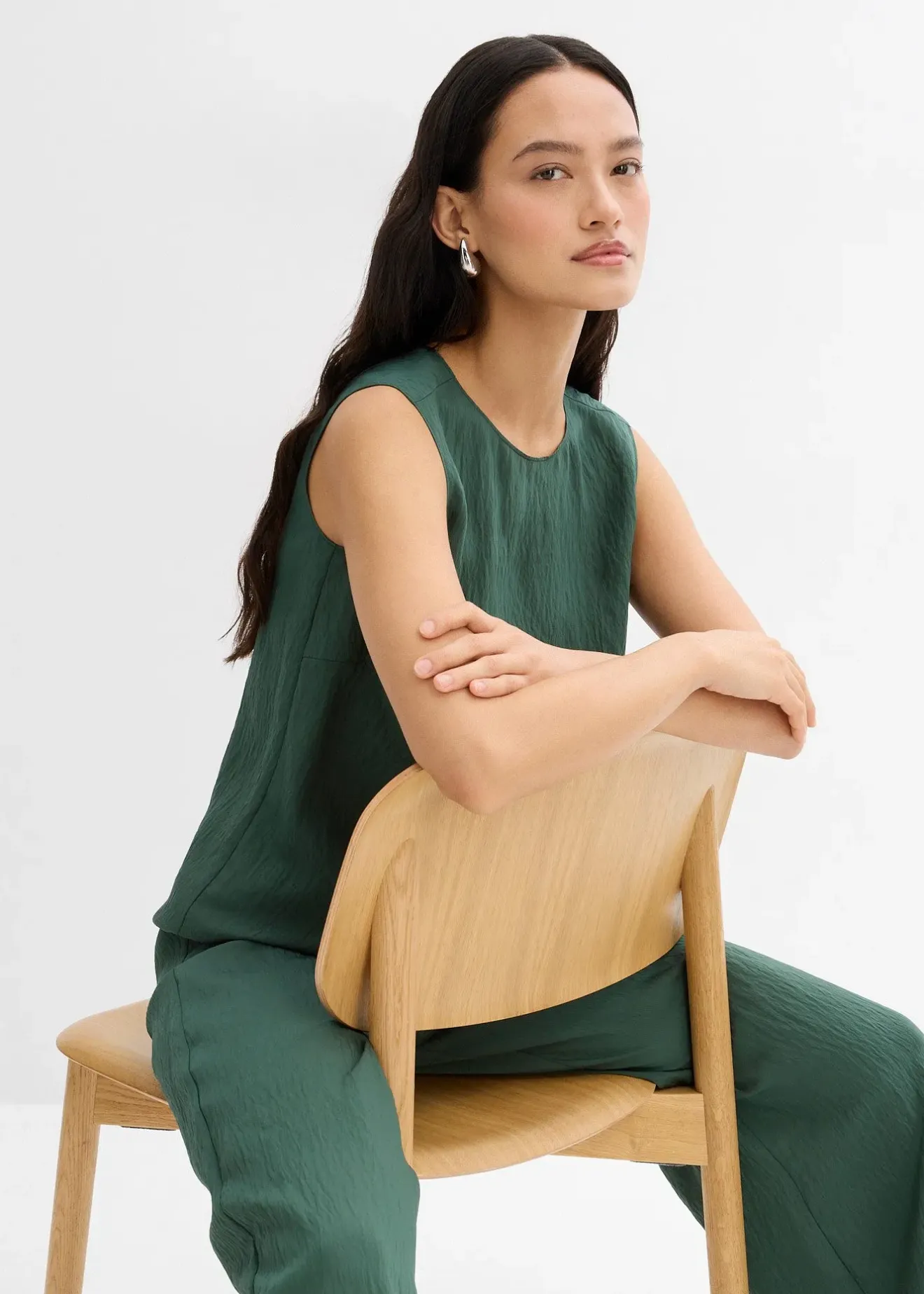 Femme bonprix Deux Pièces & Ensembles|Chemisiers|Top en viscose mélangée, effet froissé