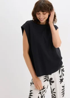 Femme bonprix T-Shirts & Tops|Top oversize avec mancherons en bord-côte