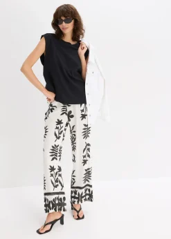 Femme bonprix T-Shirts & Tops|Top oversize avec mancherons en bord-côte