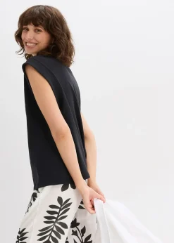 Femme bonprix T-Shirts & Tops|Top oversize avec mancherons en bord-côte