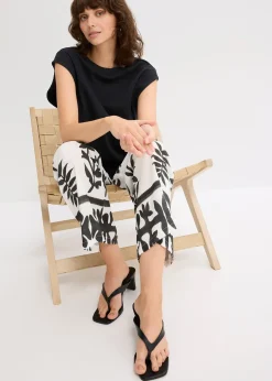 Femme bonprix T-Shirts & Tops|Top oversize avec mancherons en bord-côte