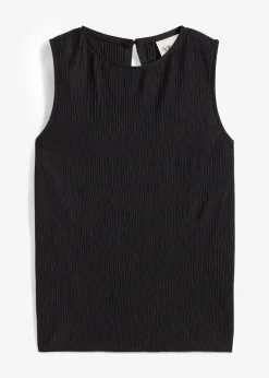 Femme bonprix T-Shirts & Tops|Top sans manches aspect froissé