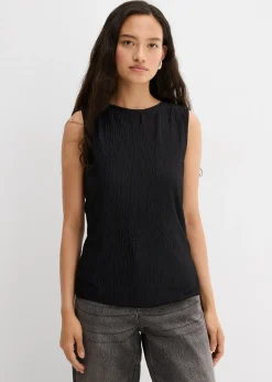 Femme bonprix T-Shirts & Tops|Top sans manches aspect froissé