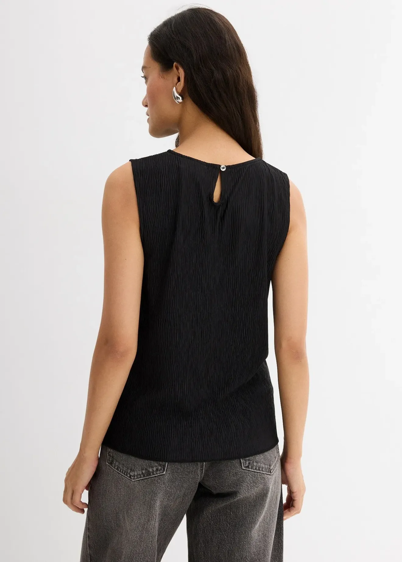 Femme bonprix T-Shirts & Tops|Top sans manches aspect froissé