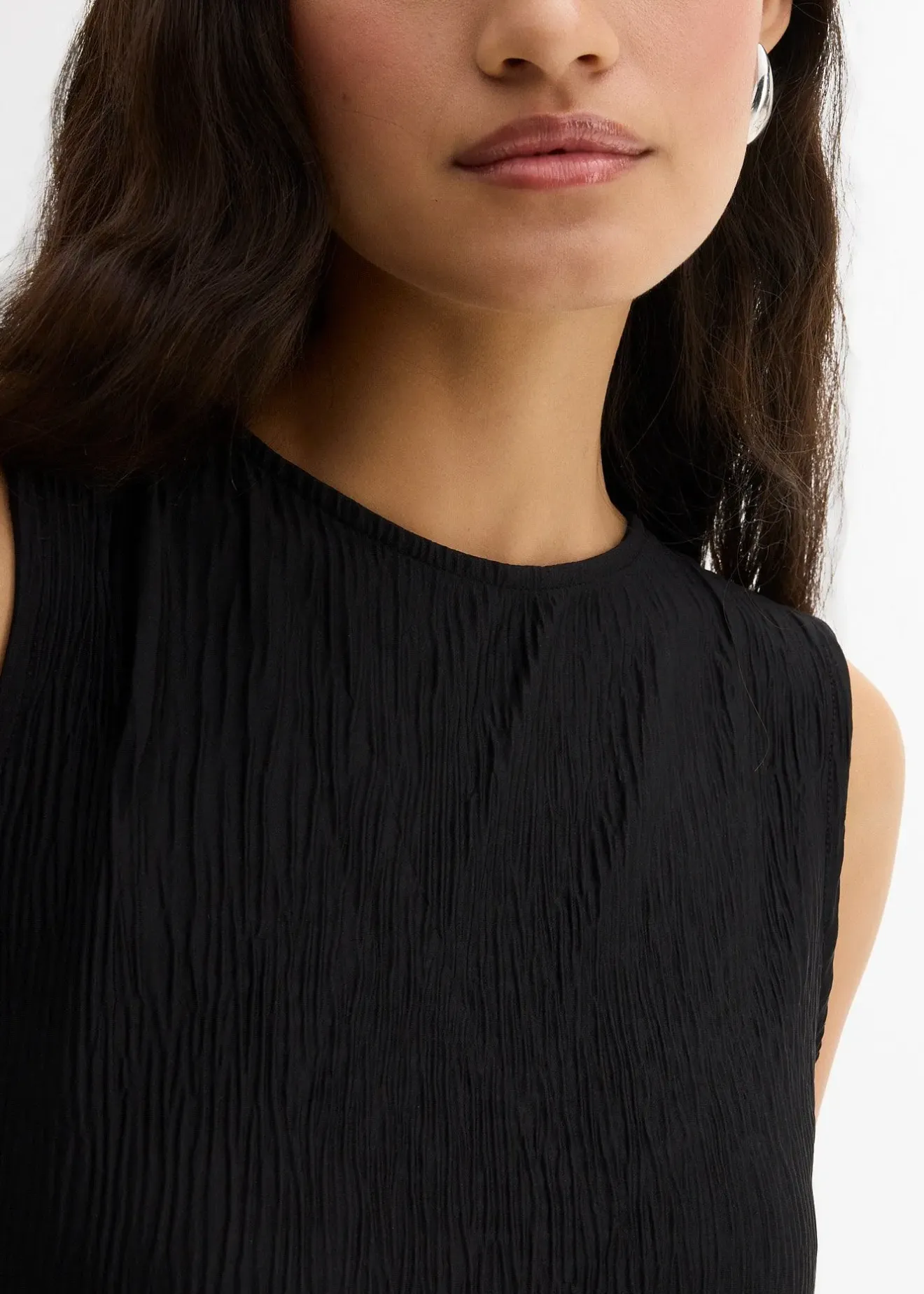 Femme bonprix T-Shirts & Tops|Top sans manches aspect froissé