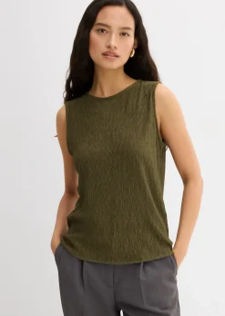 bonprix Top sans manches aspect froissé|Femme T-Shirts & Tops