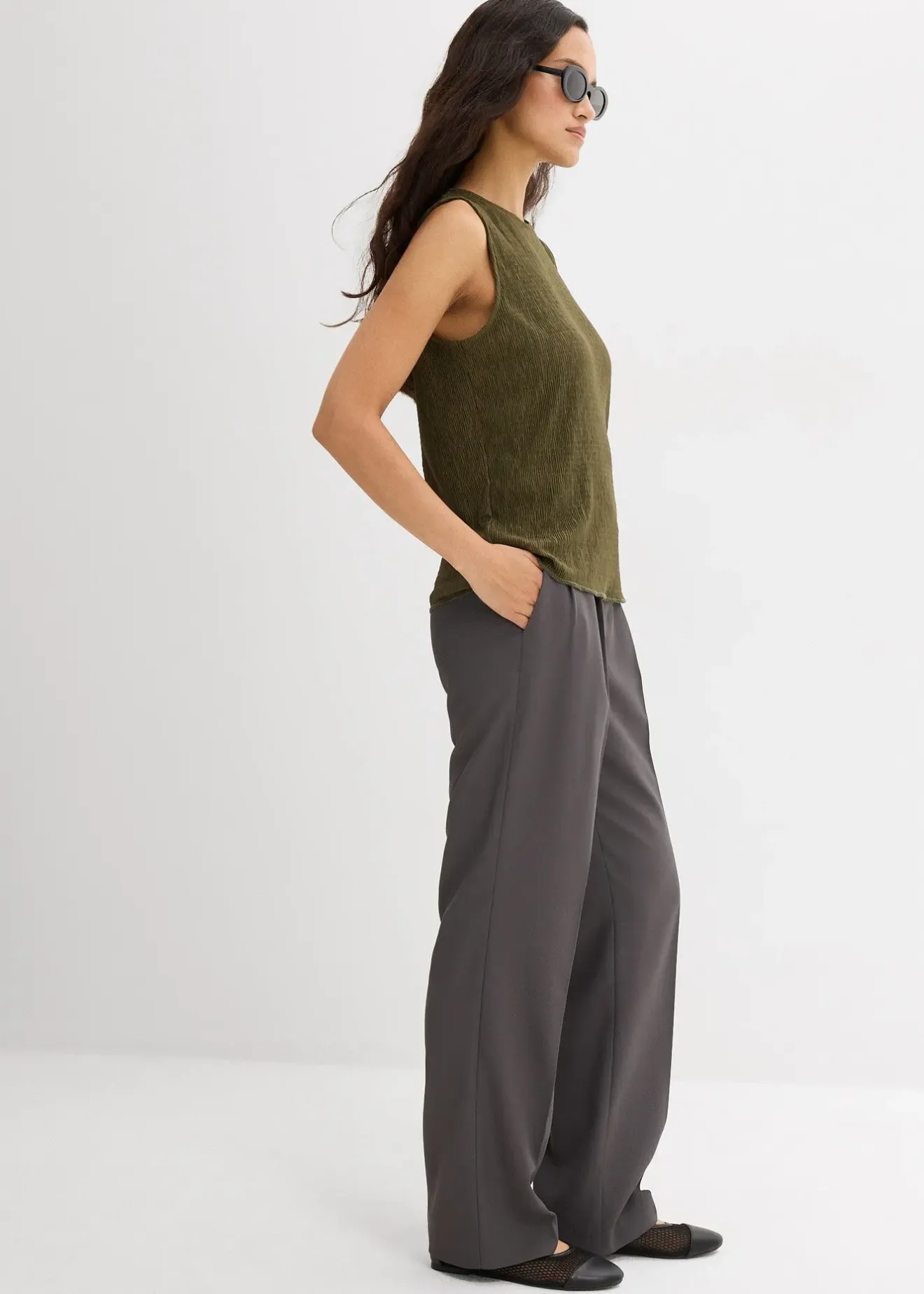 bonprix Top sans manches aspect froissé|Femme T-Shirts & Tops