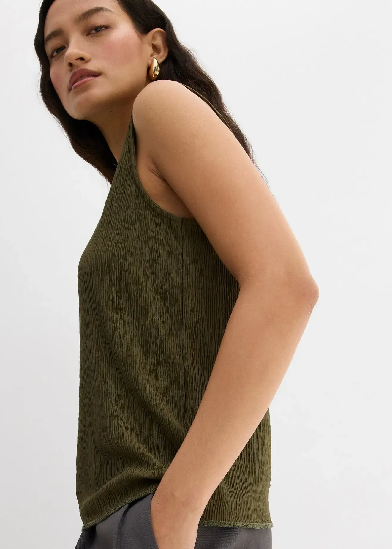 bonprix Top sans manches aspect froissé|Femme T-Shirts & Tops