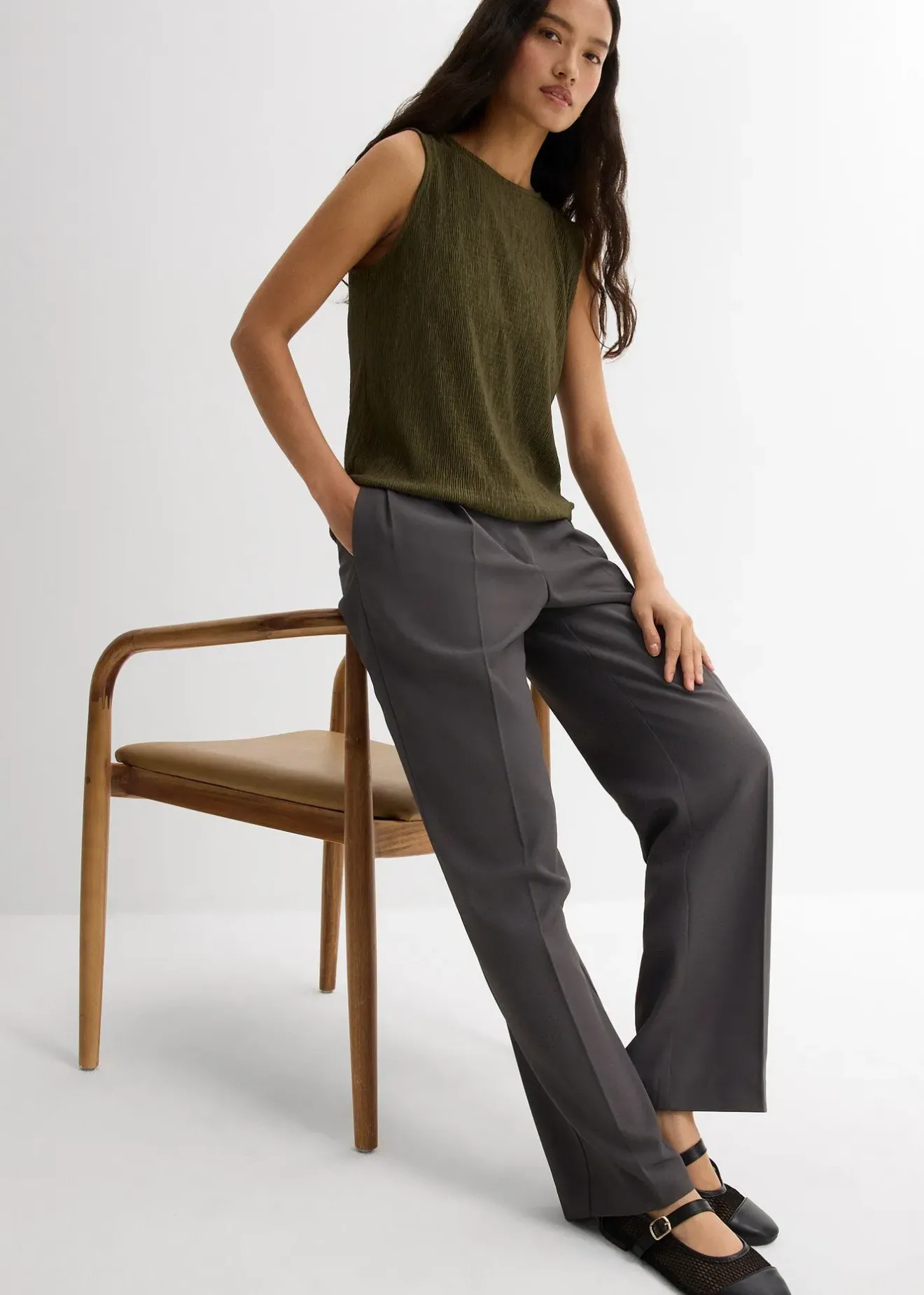 bonprix Top sans manches aspect froissé|Femme T-Shirts & Tops