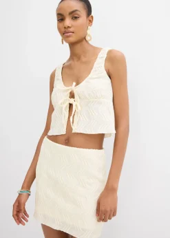 bonprix Top texturé à nouettes|Femme T-Shirts & Tops