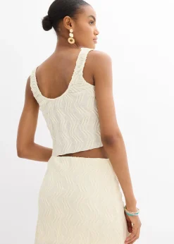 bonprix Top texturé à nouettes|Femme T-Shirts & Tops