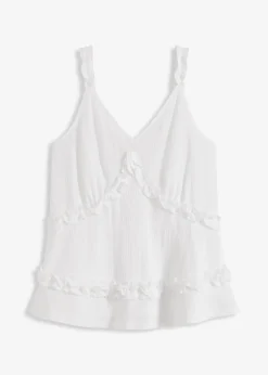 bonprix Top volanté à fines bretelles|Femme T-Shirts & Tops