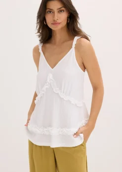 bonprix Top volanté à fines bretelles|Femme T-Shirts & Tops