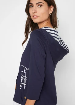 Femme bonprix T-Shirts & Tops|T-shirt à capuche, manches 3/4, 100% coton