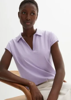 Femme bonprix T-Shirts & Tops|T-shirt à col polo ouvert