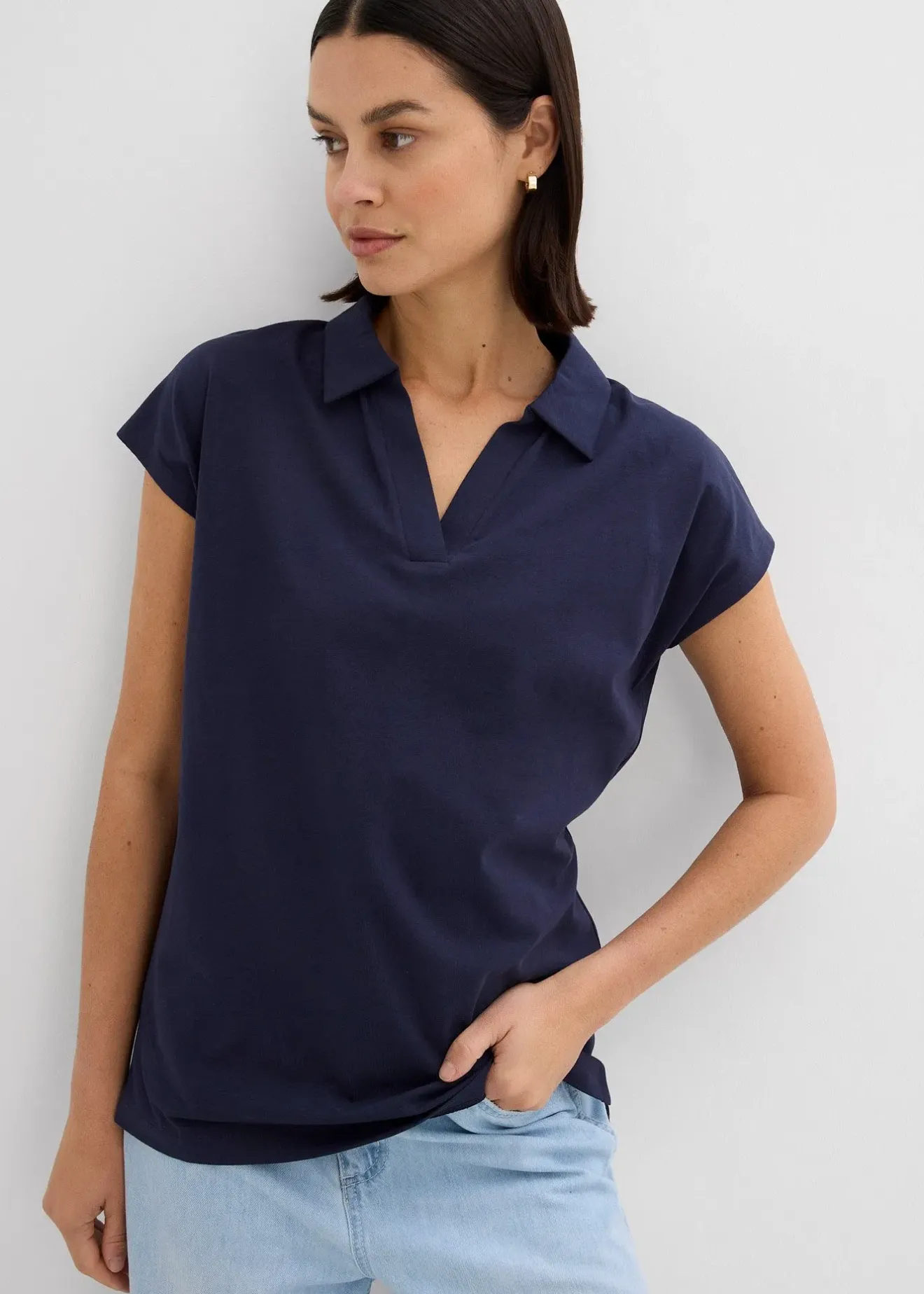 bonprix T-shirt à col polo ouvert|Femme T-Shirts & Tops
