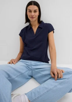 bonprix T-shirt à col polo ouvert|Femme T-Shirts & Tops