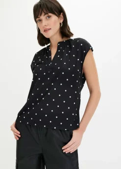 bonprix T-shirt à col tunisien en viscose mélangée|Femme T-Shirts & Tops