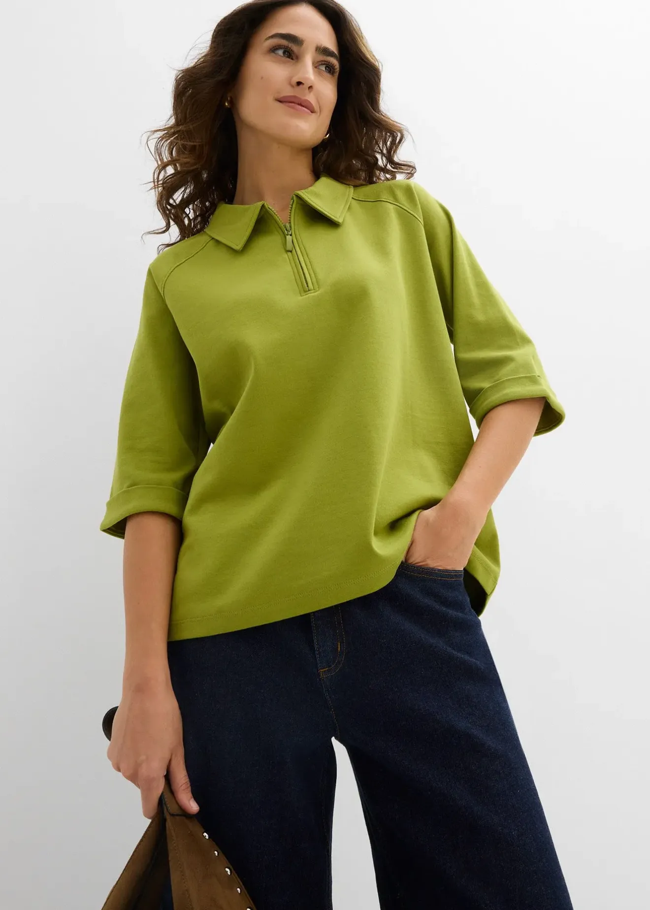 Femme bonprix T-Shirts & Tops|T-shirt à col zippé