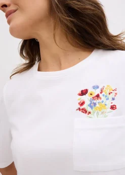 Femme bonprix T-Shirts & Tops|T-shirt 100% coton avec broderie