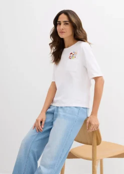 Femme bonprix T-Shirts & Tops|T-shirt 100% coton avec broderie