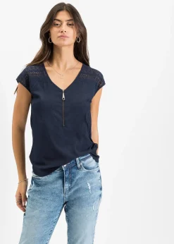 Femme bonprix T-Shirts & Tops|T-shirt à empiècement dentelle