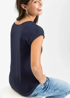 Femme bonprix T-Shirts & Tops|T-shirt à empiècement dentelle
