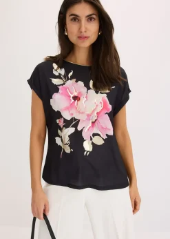 Femme bonprix T-Shirts & Tops|T-shirt à empiècement tissé