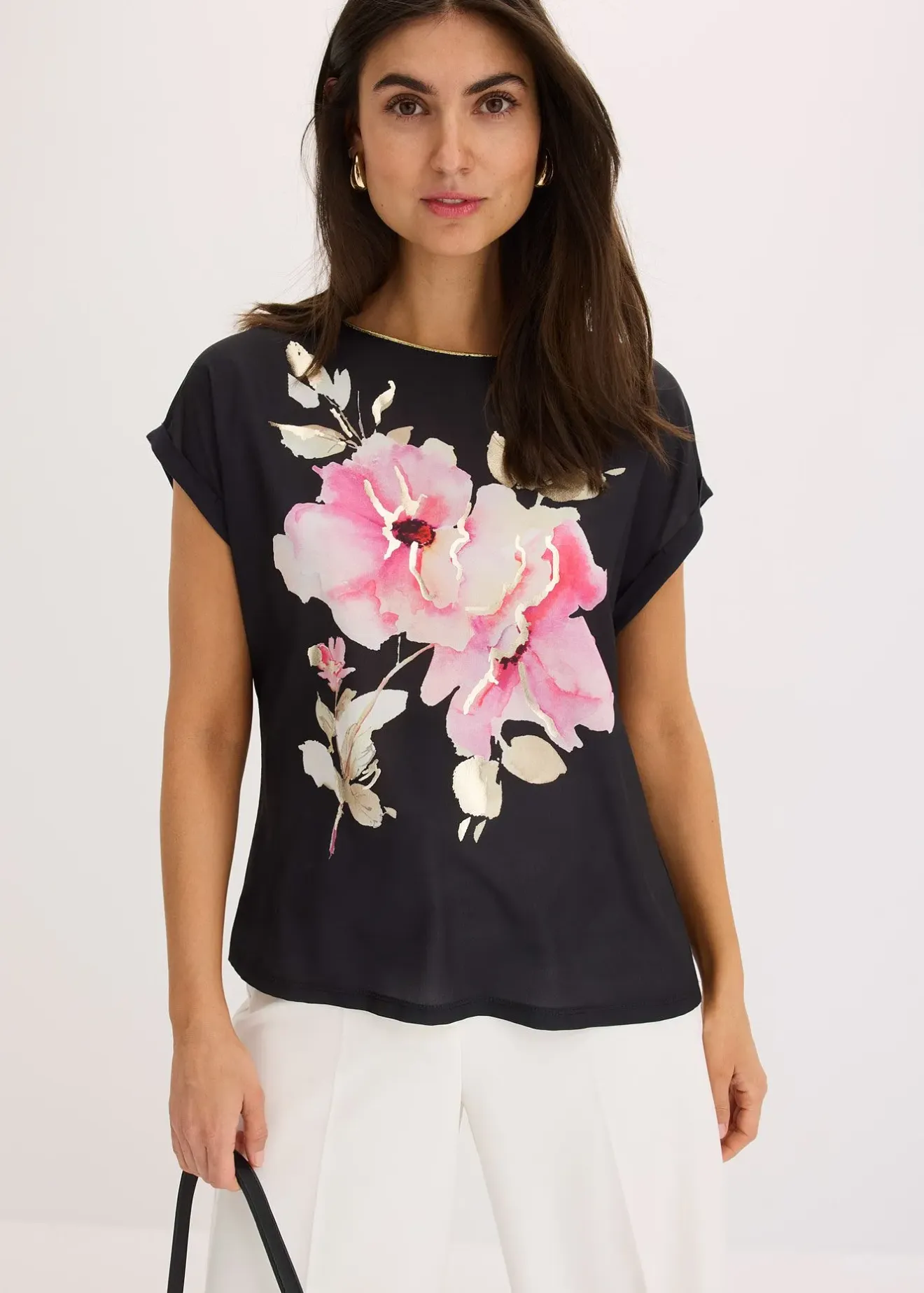 Femme bonprix T-Shirts & Tops|T-shirt à empiècement tissé