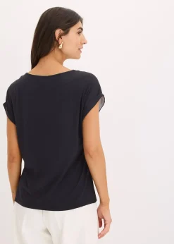 Femme bonprix T-Shirts & Tops|T-shirt à empiècement tissé