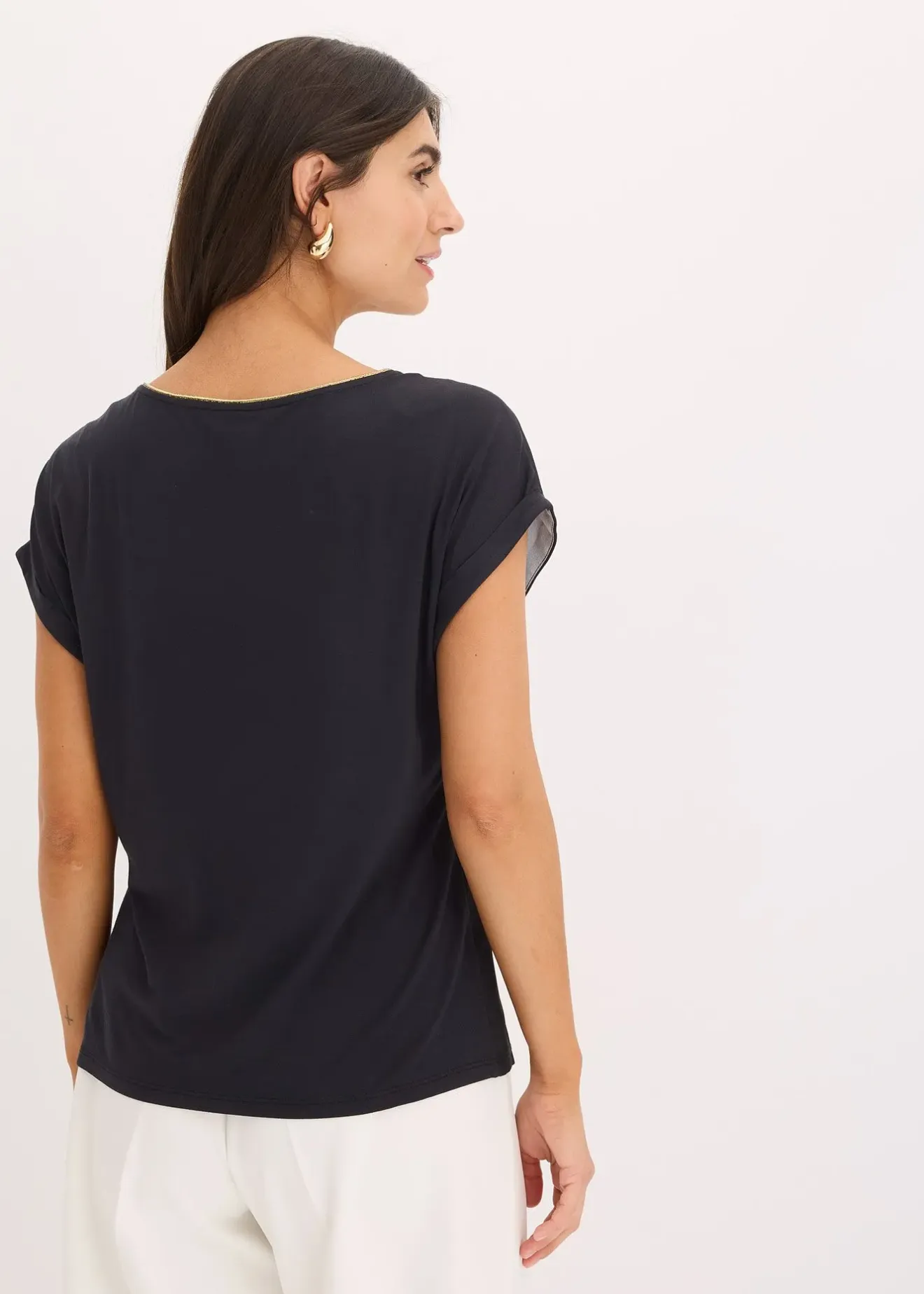 Femme bonprix T-Shirts & Tops|T-shirt à empiècement tissé