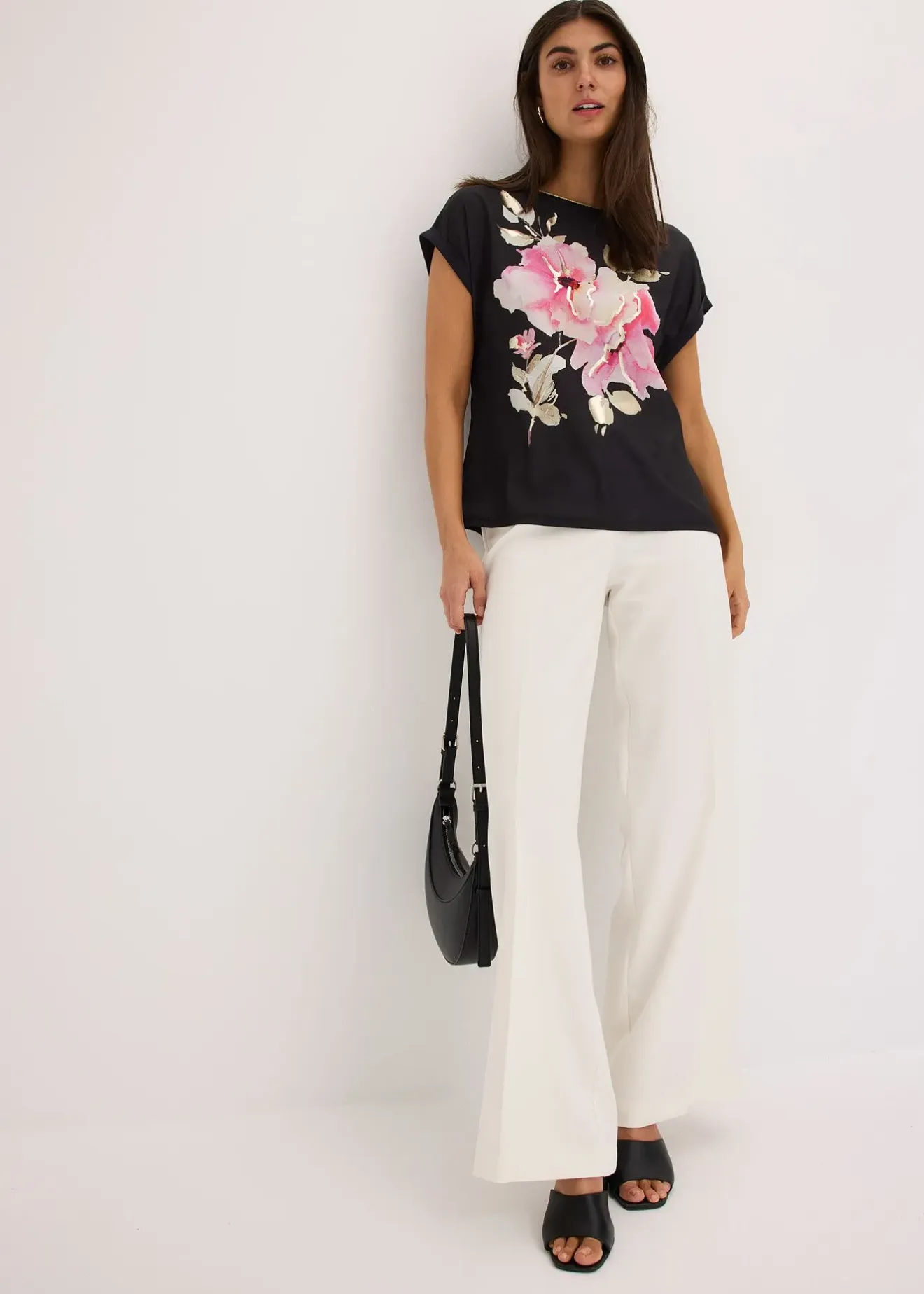 Femme bonprix T-Shirts & Tops|T-shirt à empiècement tissé