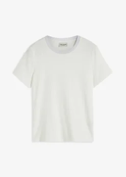 bonprix T-shirt à finitions en maille et fil brillant|Femme T-Shirts & Tops