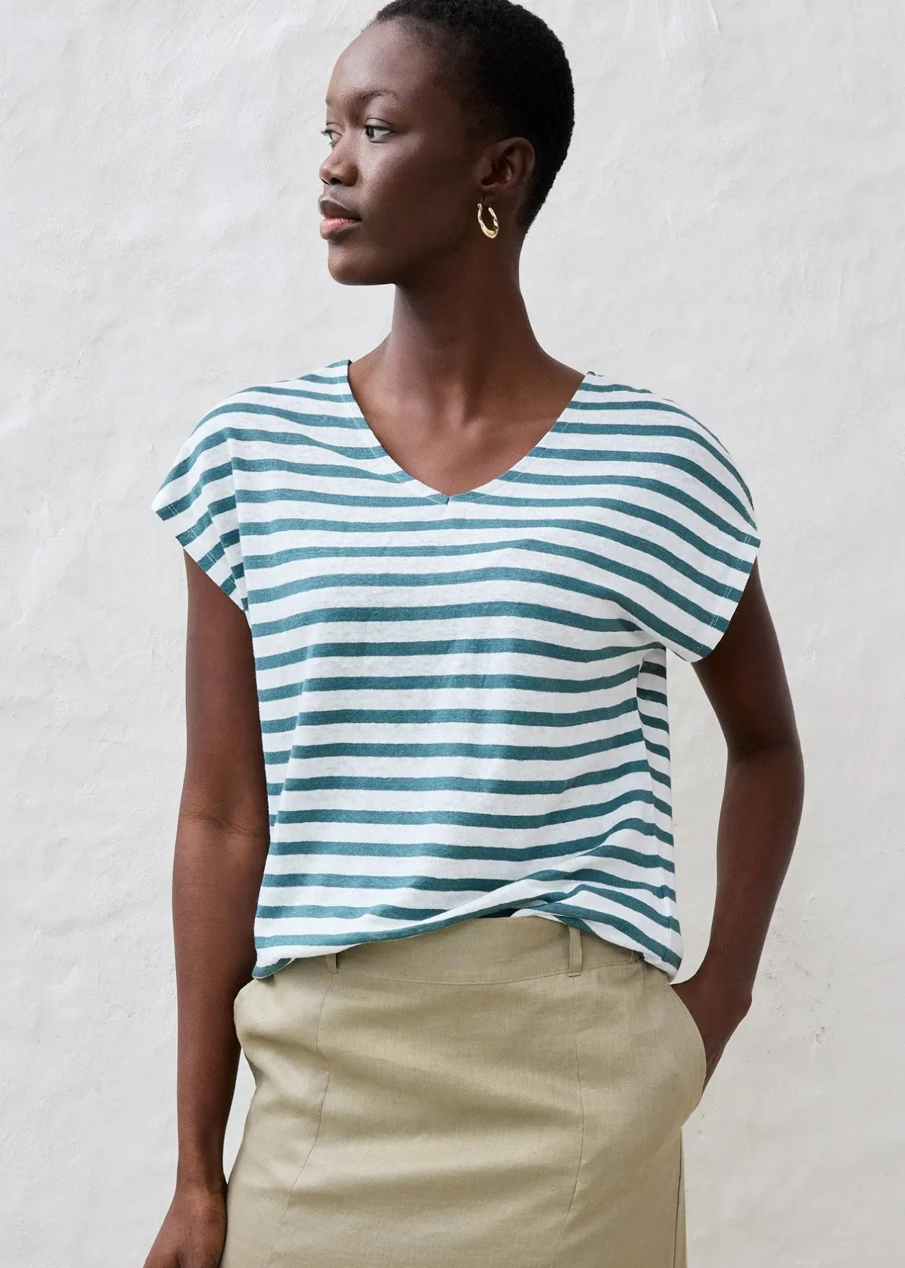 bonprix T-shirt 100% lin à manches chauve-souris|Femme Premium|T-Shirts & Tops