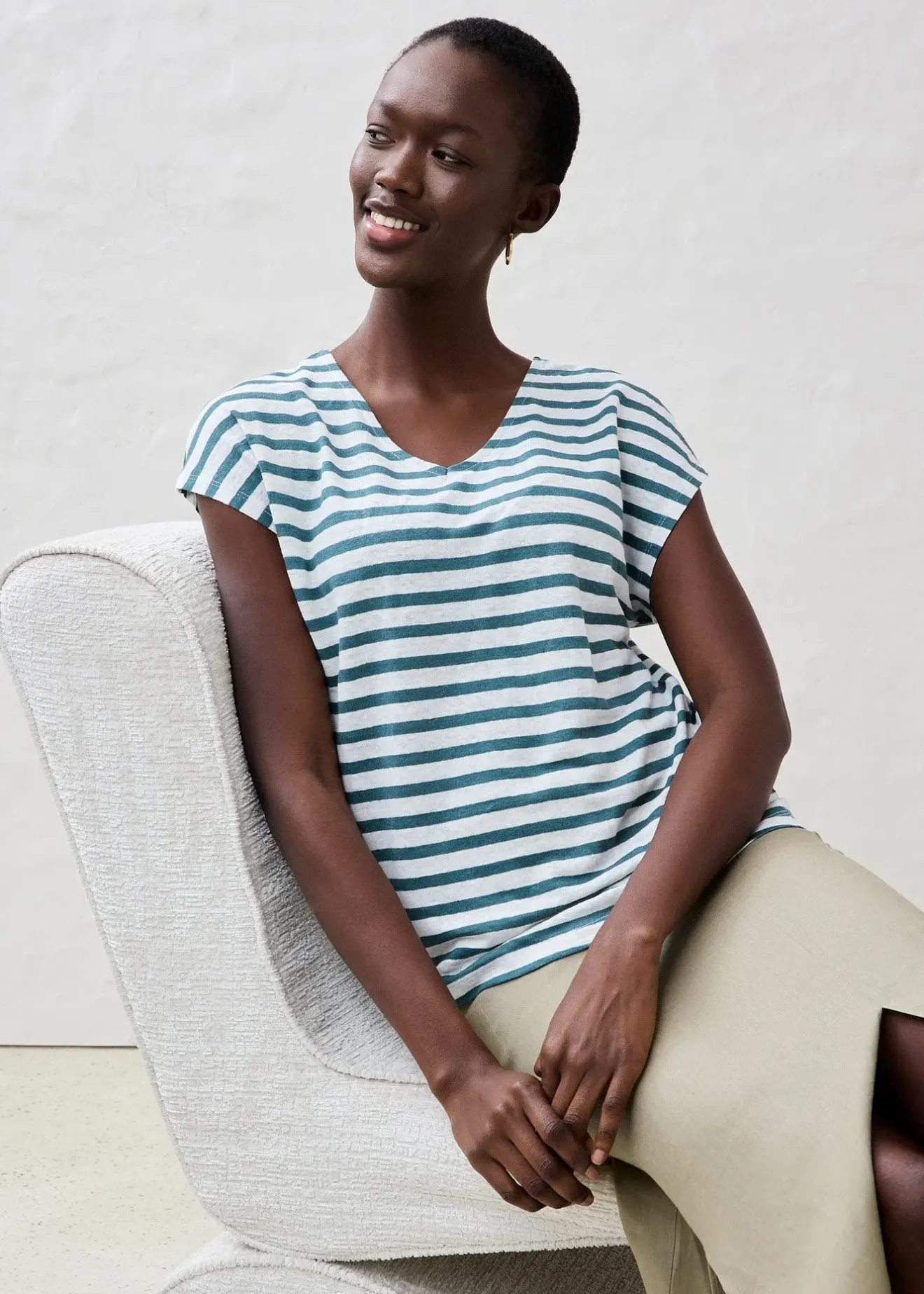 bonprix T-shirt 100% lin à manches chauve-souris|Femme Premium|T-Shirts & Tops