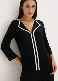 bonprix T-shirt à liseré contrastant|Femme T-Shirts & Tops