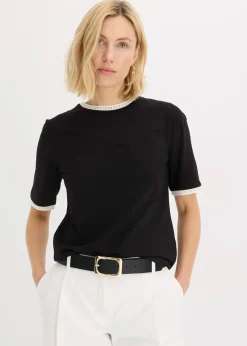Femme bonprix T-Shirts & Tops|T-shirt à liserés en dentelle