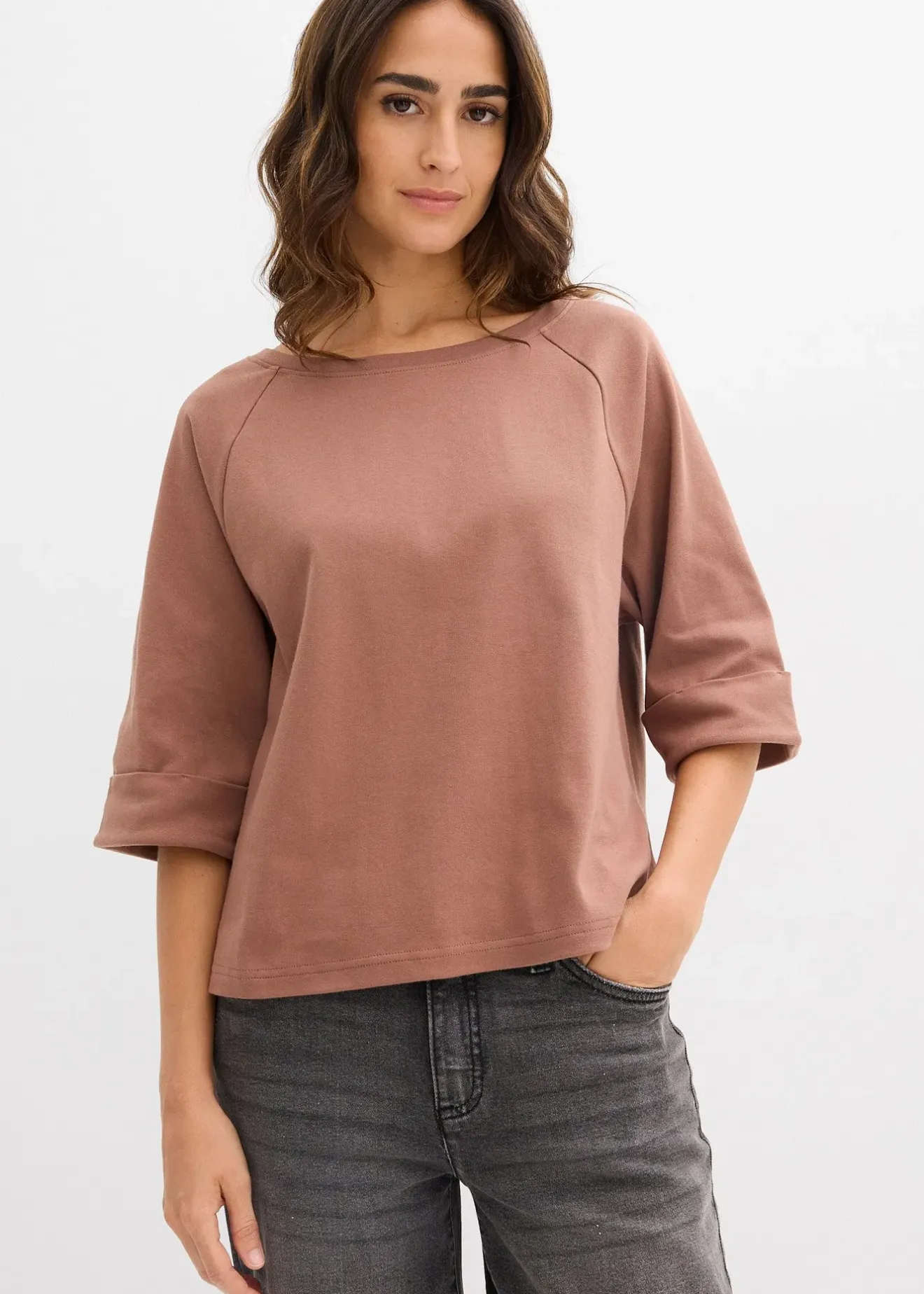 Femme bonprix T-Shirts & Tops|T-shirt à manches raglan en coton épais